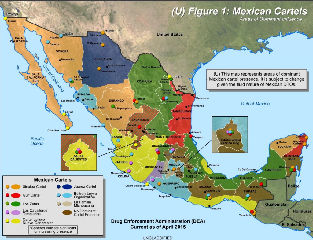 Mexican Cartels in Mexico DEA Map 2015 (Large)